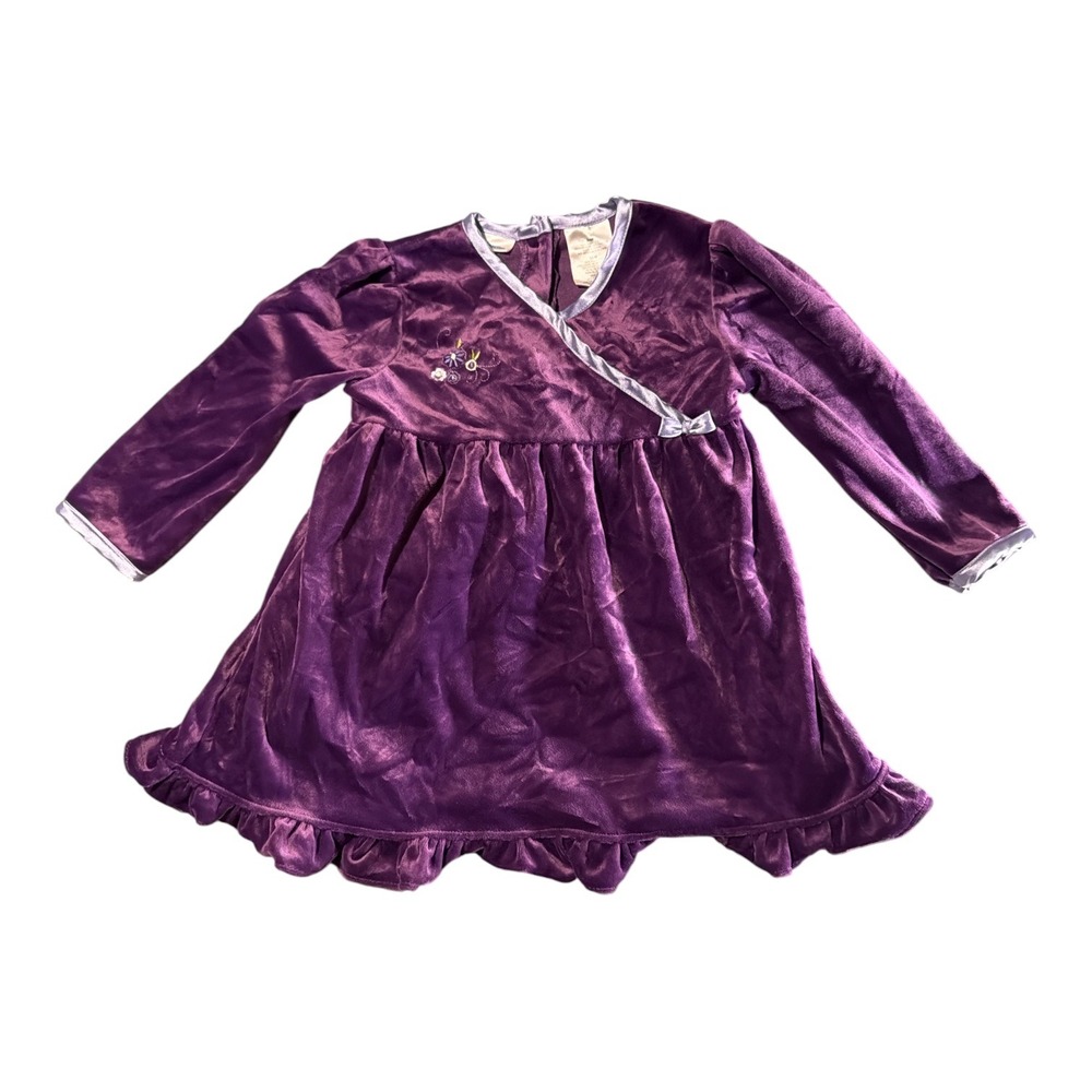 Kid Connection Toddler Girls Purple Velvet Faux Wrap Ruffle Holiday Dress 24M